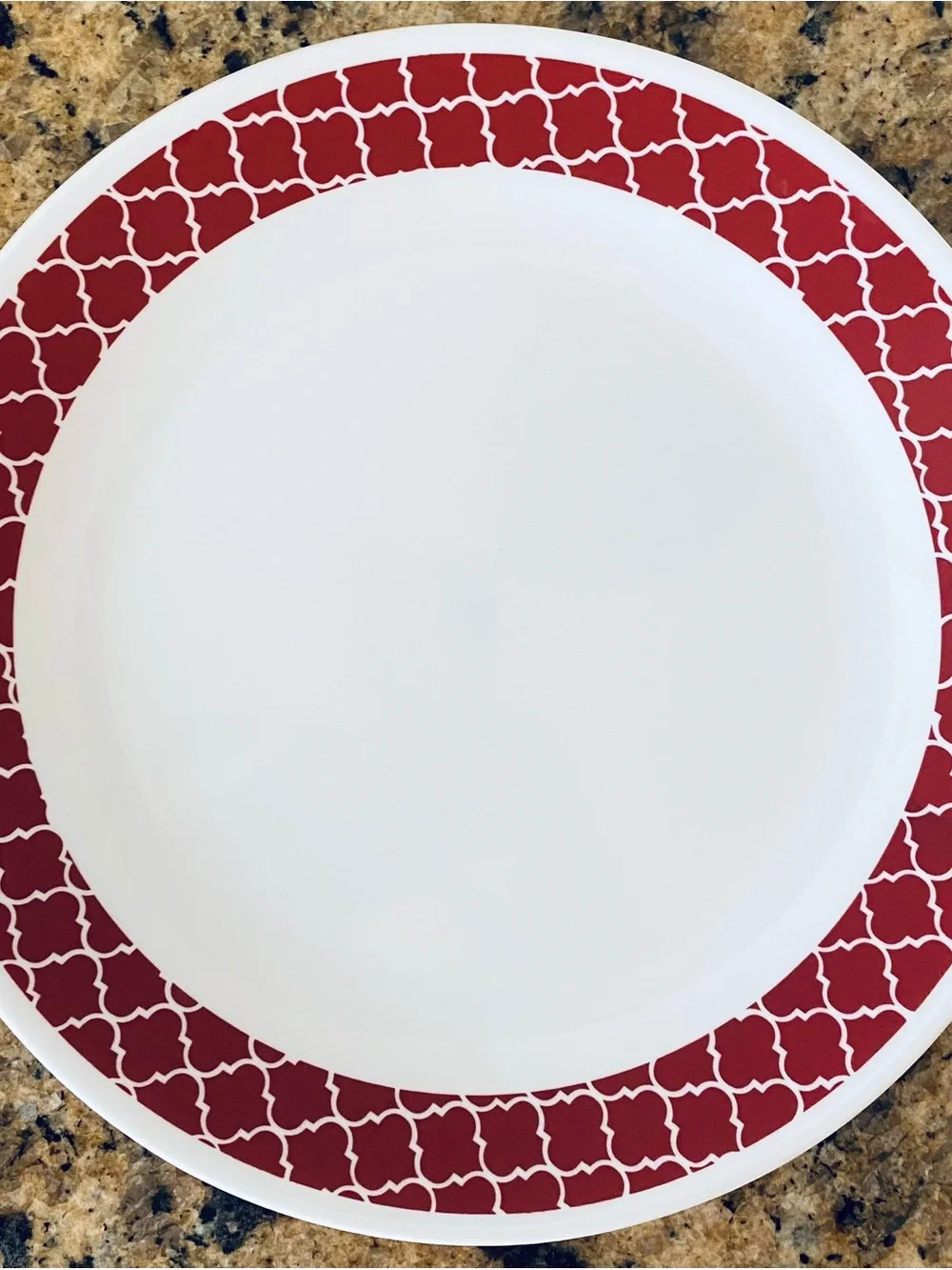 7- Pieces -Corelle Crimson Trellis RedAnd white Dinner Ware Made in the USA